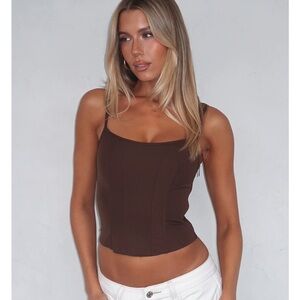 White Fox Boutique Chocolate Brown Tank Top: Jealousy Bustier Chocolate